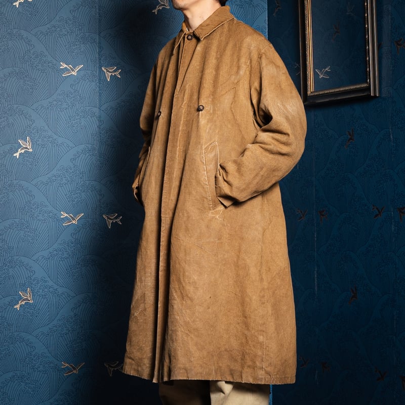 40-50s France Vintage METTEZ Linen Hunting Coat