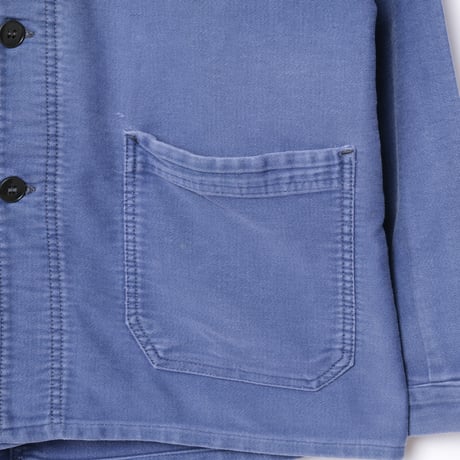40-50s France Vintage Le Vauxois Blue Moleskin Work Jacket