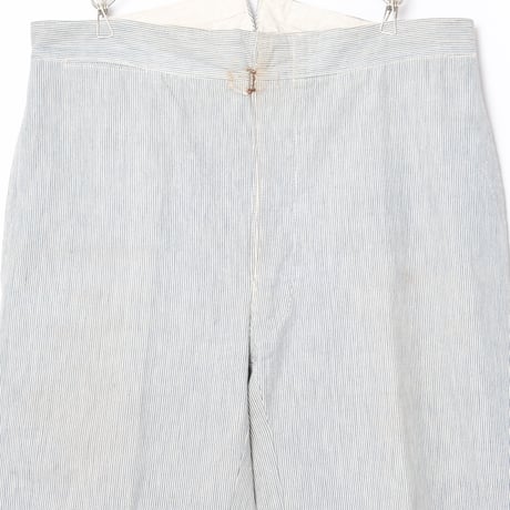 -30s France Vintage Belle Jardiniere Striped Cotton Trousers