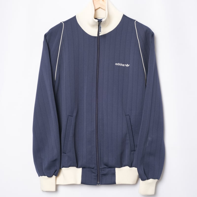 80s Vintage adidas Track Jacket Navy × Ivory (M