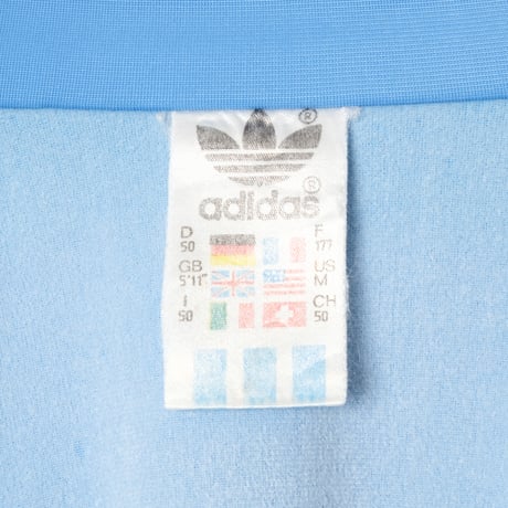 80s Vintage adidas Track Jacket Curve Pocket Light Blue × Navy (Made in Hungaria)