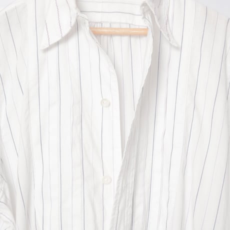 40-50s France Vintage Purple Striped Cotton Dress Shirt