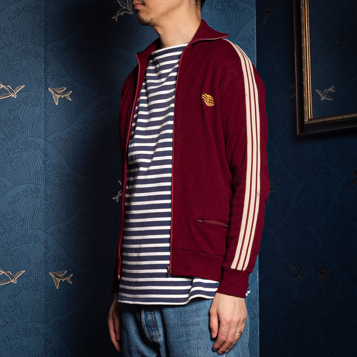 60s Vintage adidas Track Jacket Late World Mark Bordeaux (Made 