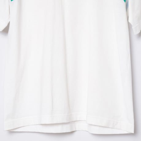 80s Vintage adidas Ventex Short Sleeve Polo Shirt White × Light Blue Green Line（Made in France）