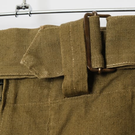 French Army Motorcycle Trousers Early Size 1 Linen Wood Button  Dead Stock