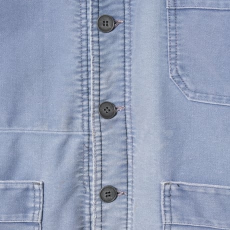 50s France Vintage Adolphe Lafont Blue Moleskin Work Jacket