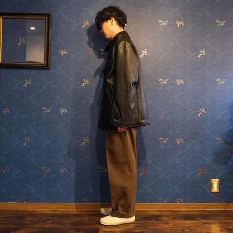 70s French Vintage Leather Jacket (Corbusier Jacket)-BrownCheck