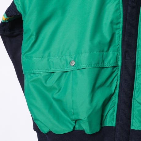 80s Vintage adidas Ventex Green × Navy Blouson (Made in France)Dead Stock
