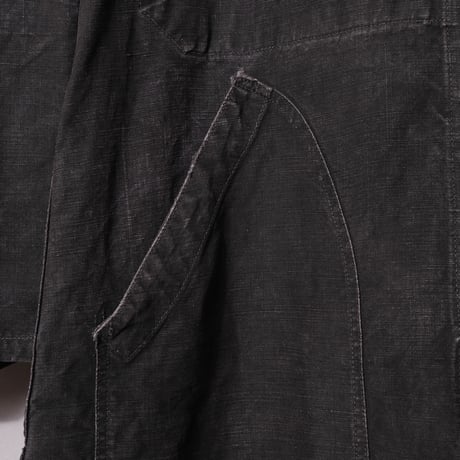 40-50s France Vintage  VETRA Black Linen  Maquignon Coat