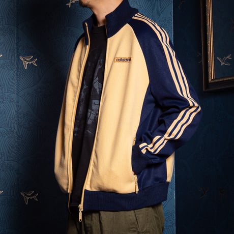70-80s Vintage adidas Track Jacket Beige × Navy  (Made in West Germany)