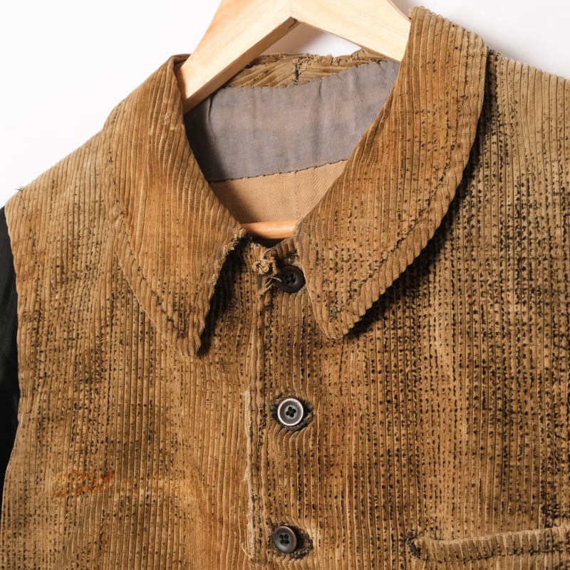 〜30'S フレンチコーデュロイ/ ブラックモールスキン ジレジャケット 30ss France Vintage Corduroy×Black Moleskin Dou