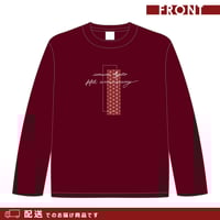 ※配送※【5周年モデル】長袖Tシャツ（筆記体・バーガンディ）