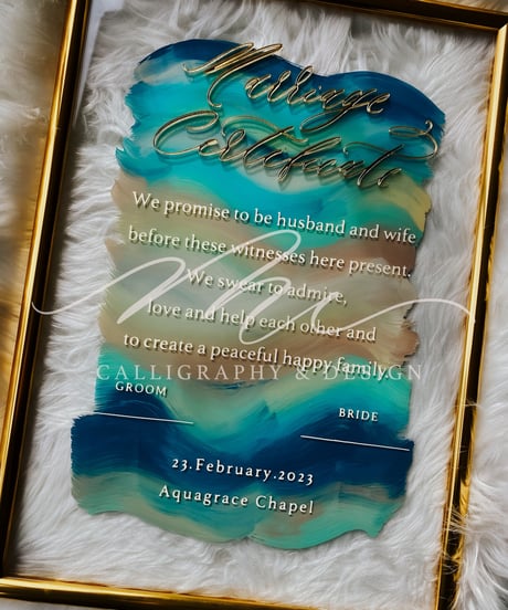 アブストラクトペイントの結婚証明書　フレーム込み