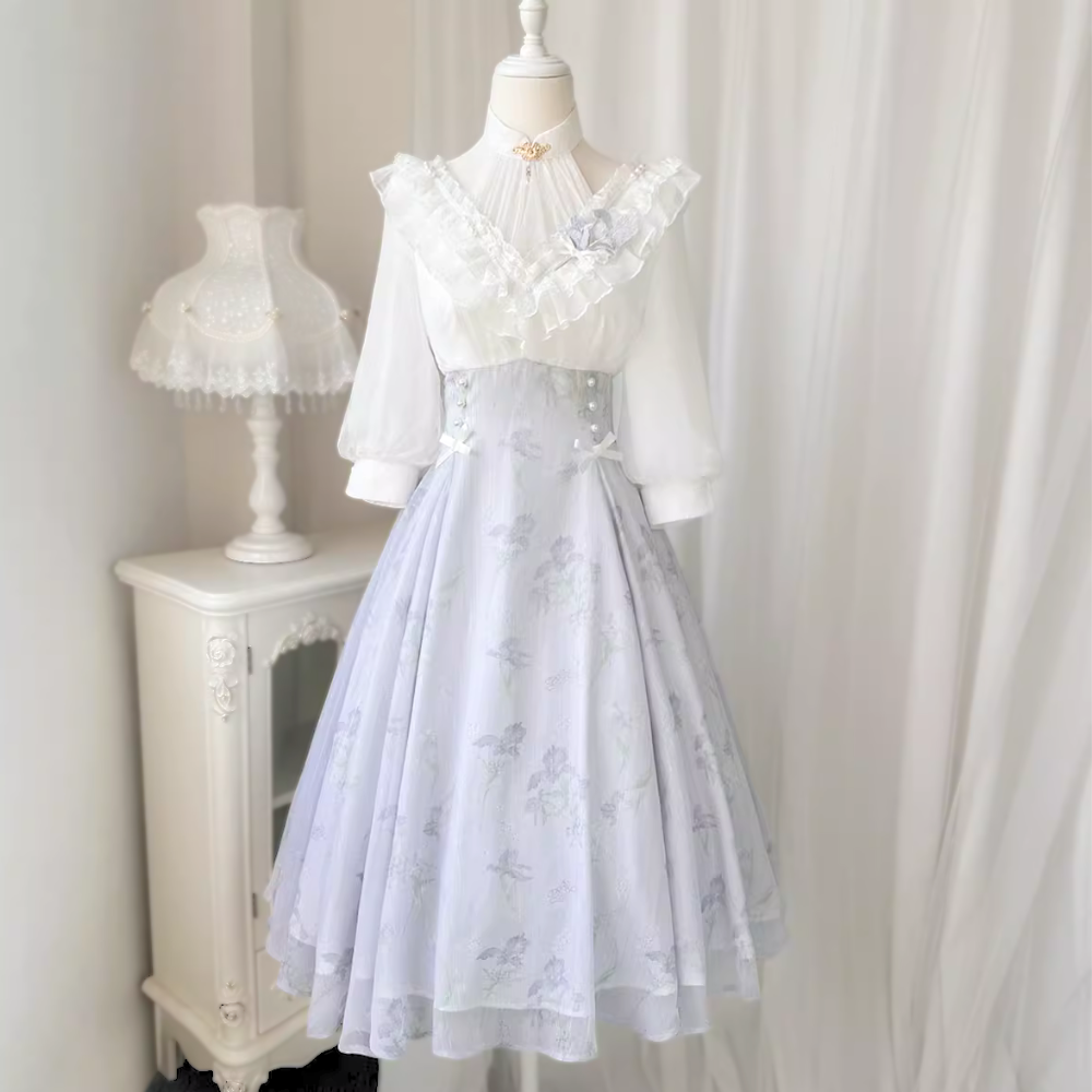 d.Alice】 アイリス ワンピース ライトブルー ホルターネック風