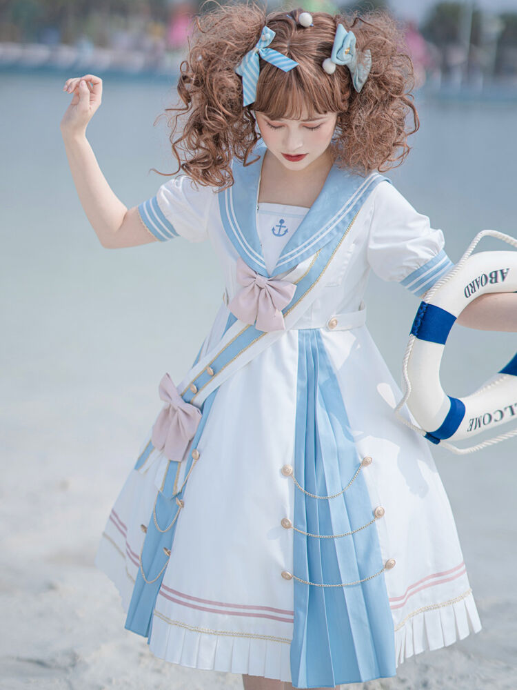 d.Alice】海風セーラーワンピース ゴスロリ ロリータ マリンルック 夏