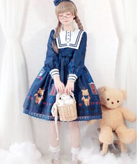 【d.Alice】くまちゃんワンピース（ネイビー）