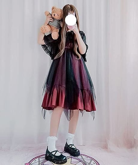 ダークプリンセスOP ゴスロリ ロリィタ ワンピース ジャンスカ レッド シフォン