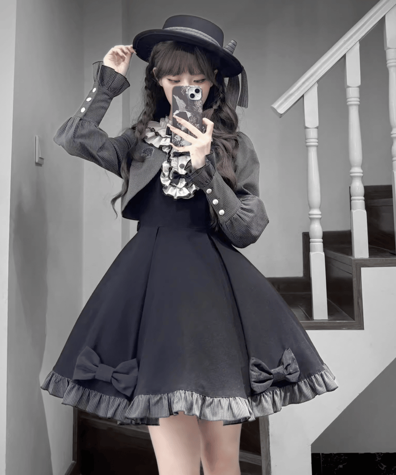 中国ロリィタ　Alicegirl 長袖ベロアワンピース　XL　新品 カメオリボンつき クラシカルベロアワンピース BODYLINE ボディ
