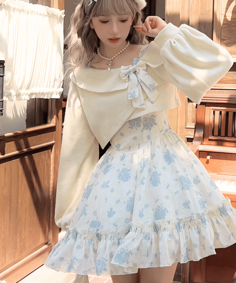 水色オフショルダーゴスロリドレス LT111 水色オフショルダーゴスロリドレス 水色オフショルダーゴスロリドレス