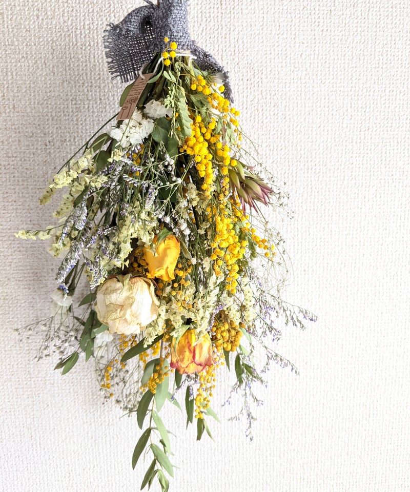 breath of spring ミモザとフランネルフラワーのスワッグ　37cm breath of spring ミモザとフランネルフラワーのスワッグ 37cm breath