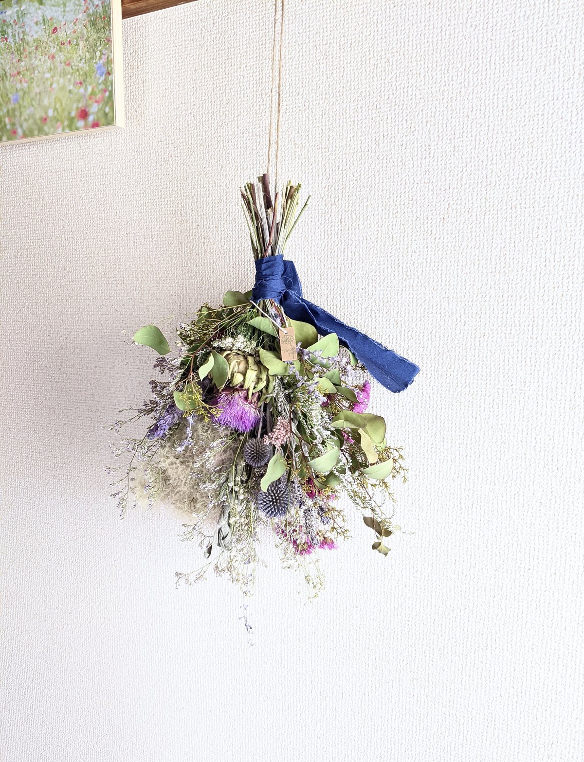 専用＊アーティチョーク&スモークツリー　ドライフラワースワッグ アーティチョークやスモークツリー、ブルーファンタジーを使った素朴な