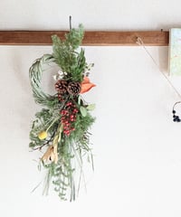 ミモザの蕾とレッドティーツリーの春待つシックなドライフラワー