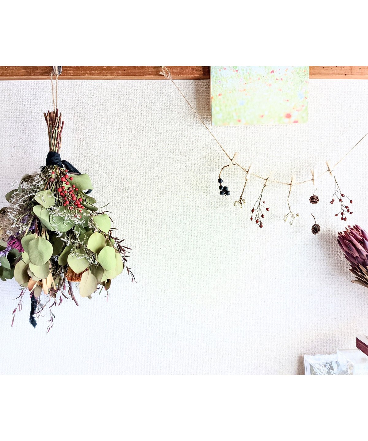 ユーカリポポラスと南天、アンドラなど冬から春を思わせるナチュラルな