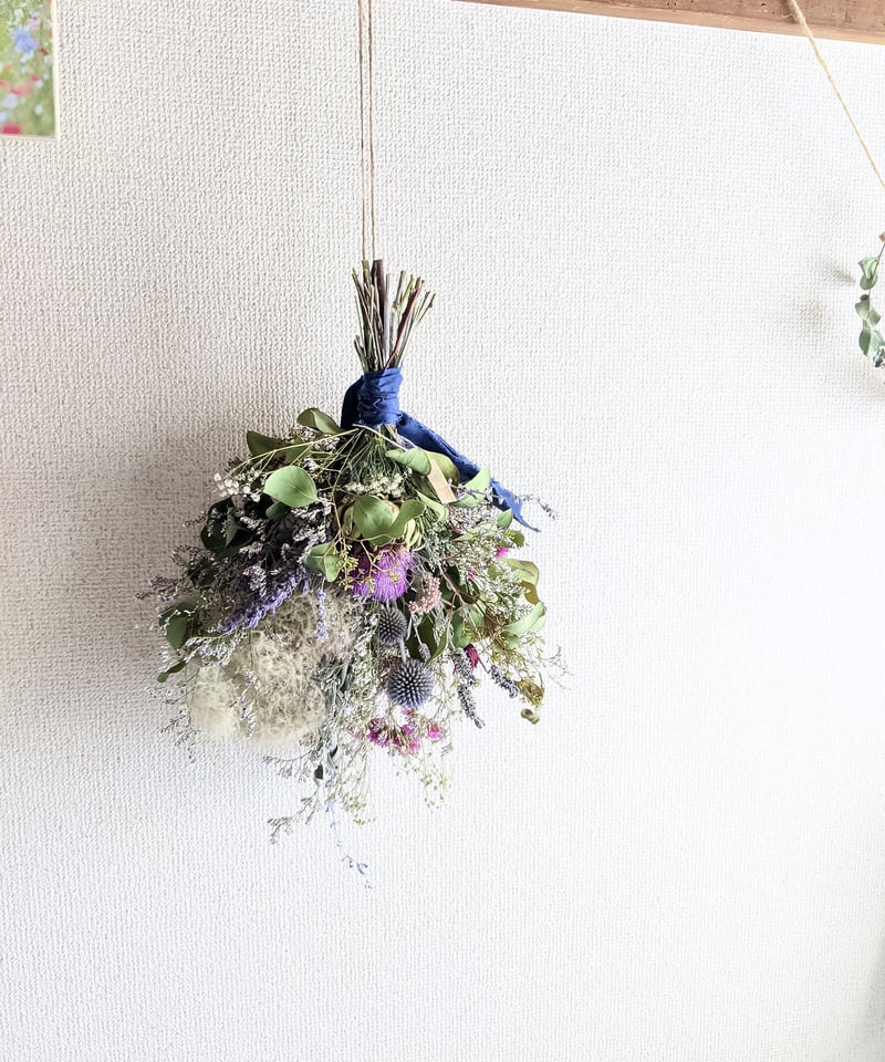 専用＊アーティチョーク&スモークツリー　ドライフラワースワッグ アーティチョークやスモークツリー、ブルーファンタジーを使った素朴な