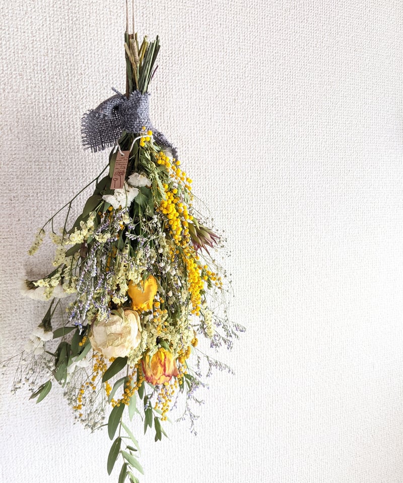 ミモザとユーカリ＆ローズマリーのナチュラルスワッグ | Pluie Flower