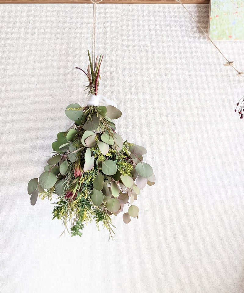 ドライフラワー スワッグ ガーランド ミモザ ライム ナチュラル