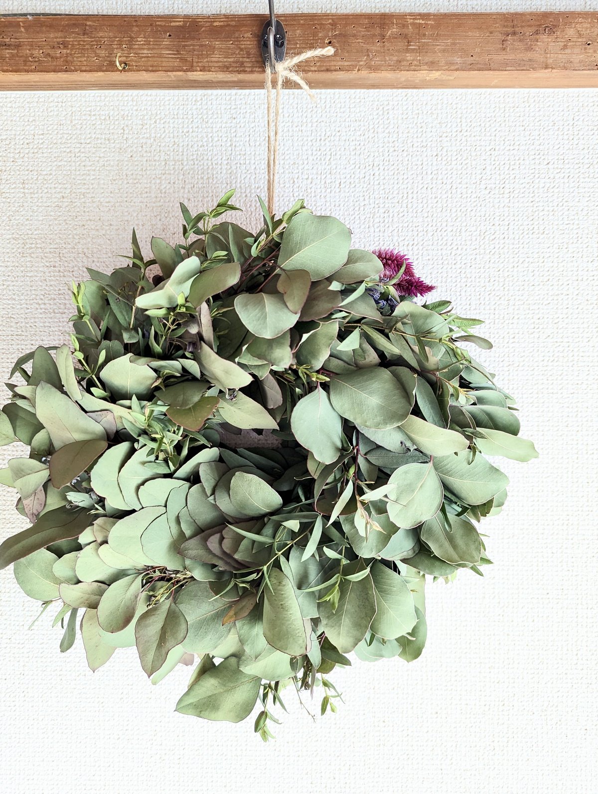 再出品お値下げ☘️ユーカリポポラスベリー&紫陽花★ドライフラワーリース☘️ 特別価格＊丸葉が可愛いオーガニックユーカリポポラスのお部屋に馴染む