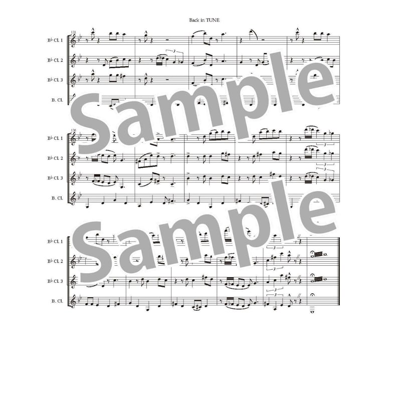 楽譜「Back in TUNE」／クラリネット4重奏 | Micina Music Store