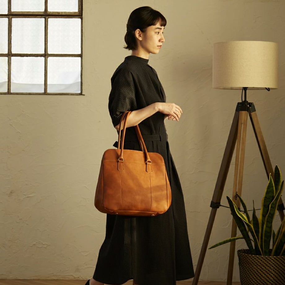 【アウトレット】 ボーラー がま口トートバッグ キャメル B22-72-19B27