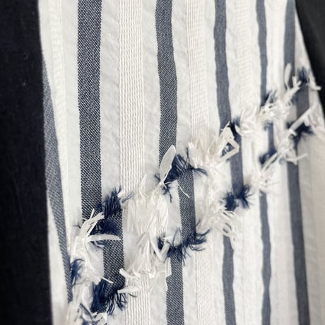 WASHI SHIMA WIDE DRESS<NAVY>