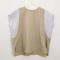 PT SIDE SLEEVE TOP<BEIGExPURPLE>