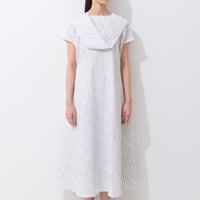 STRIPE LAPEL DRESS<GRAY>