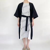 WASHI SHIMA WIDE DRESS<NAVY>
