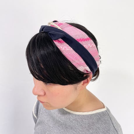 MESH HAIR BAND <STRIPE PINK>