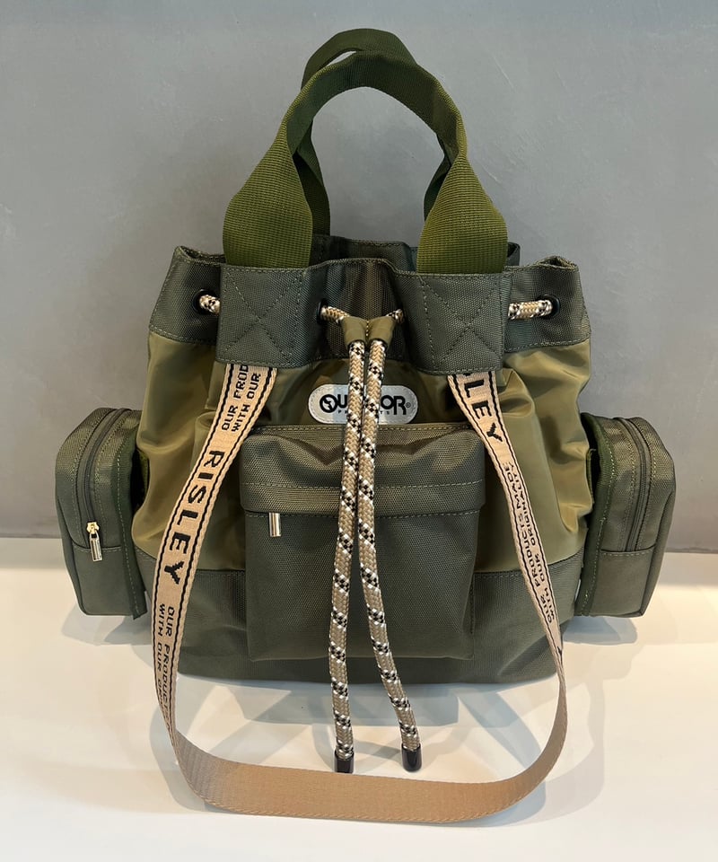 OUTDOOR RISLEY バッグ　カーキ　1回使用　しみあり OUTDOOR RISLEY バッグ カーキ 1回使用 しみあり OUTDOOR RISLEY
