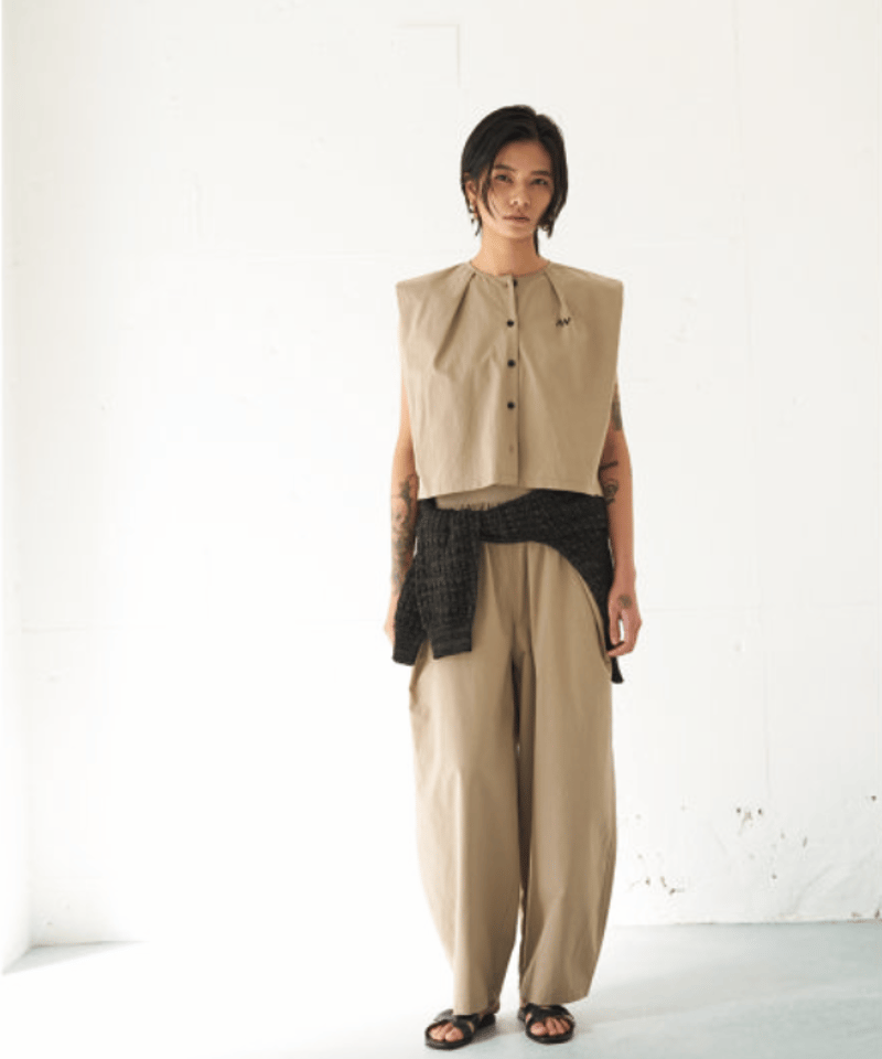 YENN WAIST RIB CURVE PT ワイドパンツ 38 YENN 】 WAIST RIB CURVE PT