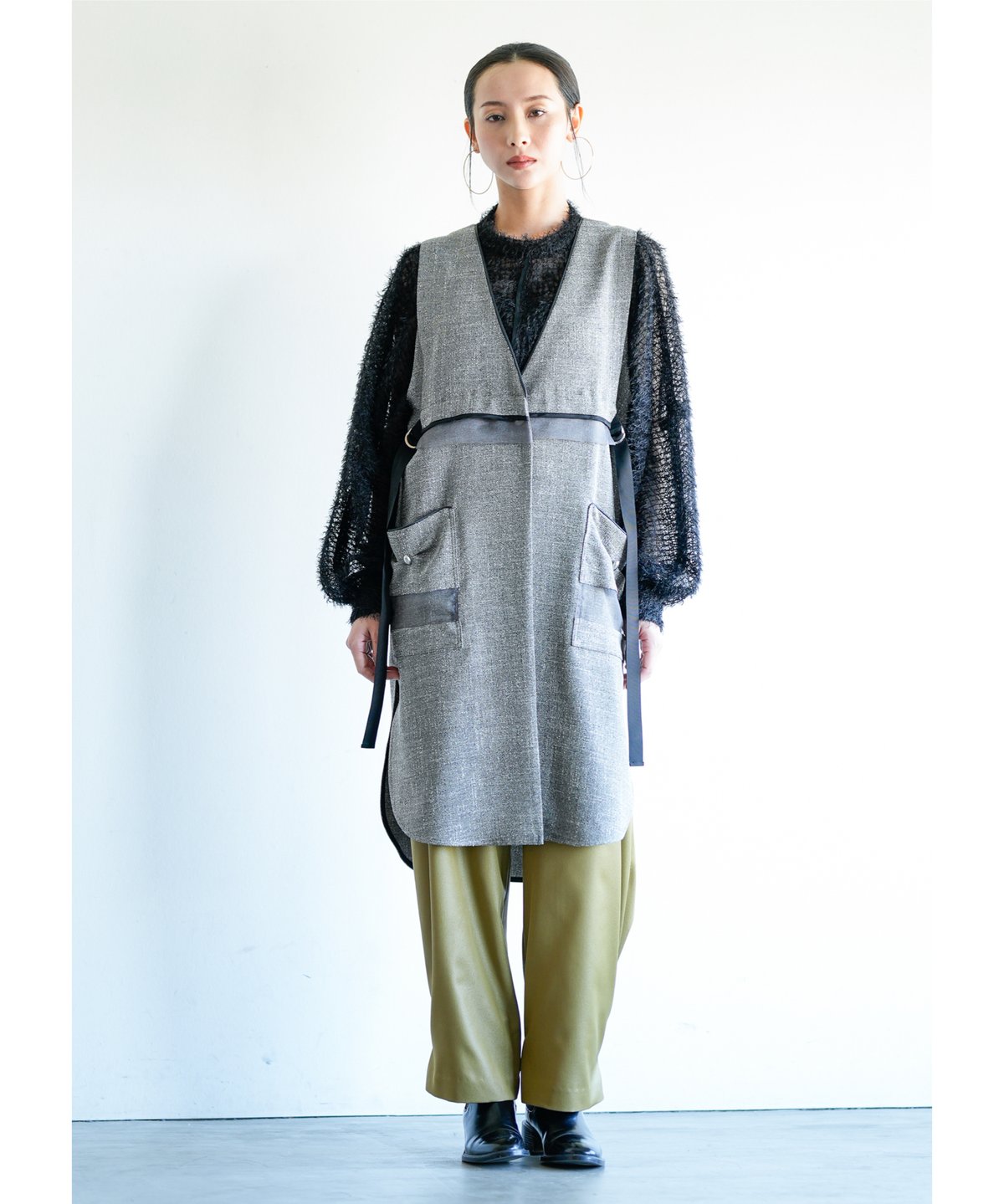 Nemeth ロングベスト ネップツイードロングベスト 2513215 / LalliaMu | CALENDRIER o