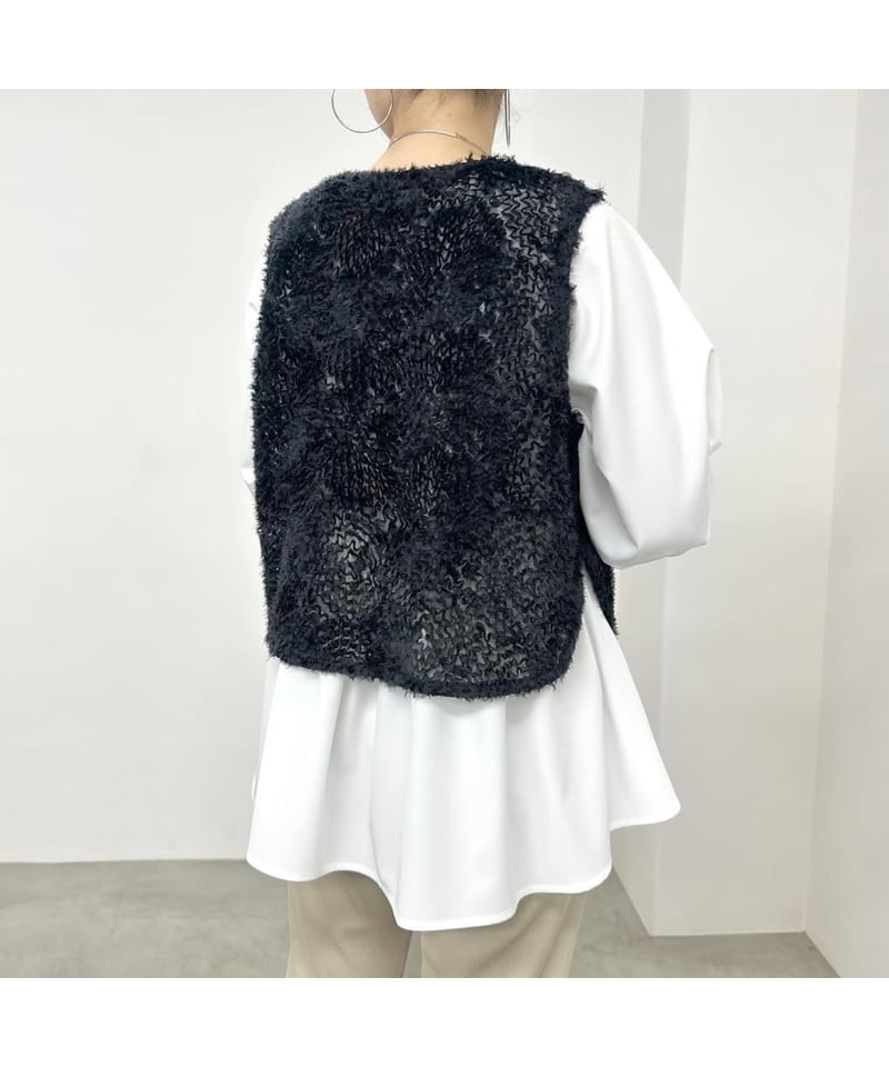 【極美品】チュールベスト　ビアズリー　ブラック　ベスト UZUMAKIチュール ショートベスト / NUS | CALENDRIER online s