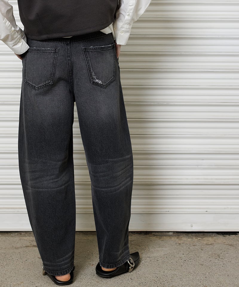 CURVED SEAM DENIM PANTS/GRAY / YENN | CALENDRIE CURVED SEAM DENIM PANTS/GRAY / YENN | CALENDRIE