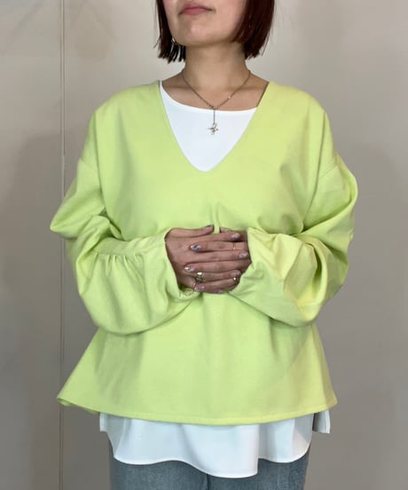 深Vスリーブボリュームプルオーバー 7115 /hunch