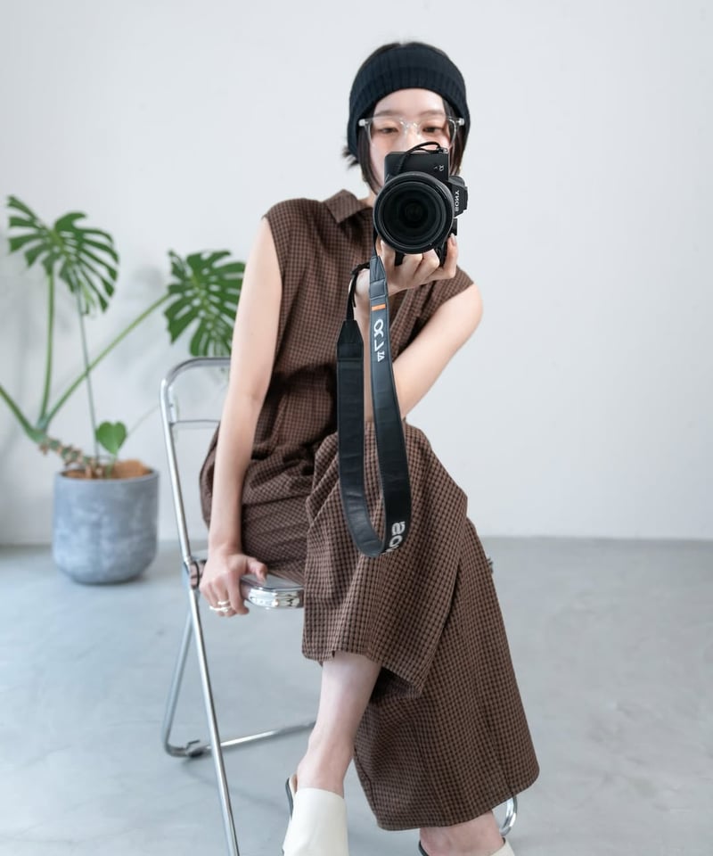 チェックコクーンサロペット 612-86541 / CLOCHE | CALENDRIER
