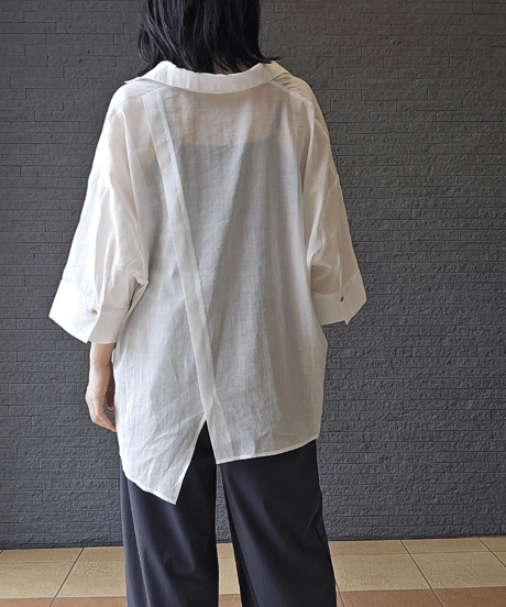 リネン混スキッパーアシメシャツ 263350 / Sugar rose