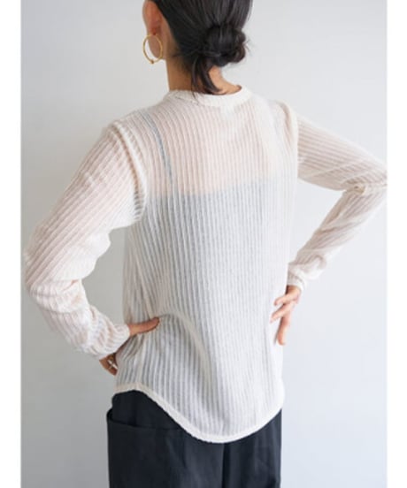 STRIPE SHEER RIB TEE  Y263-82086 / YENN