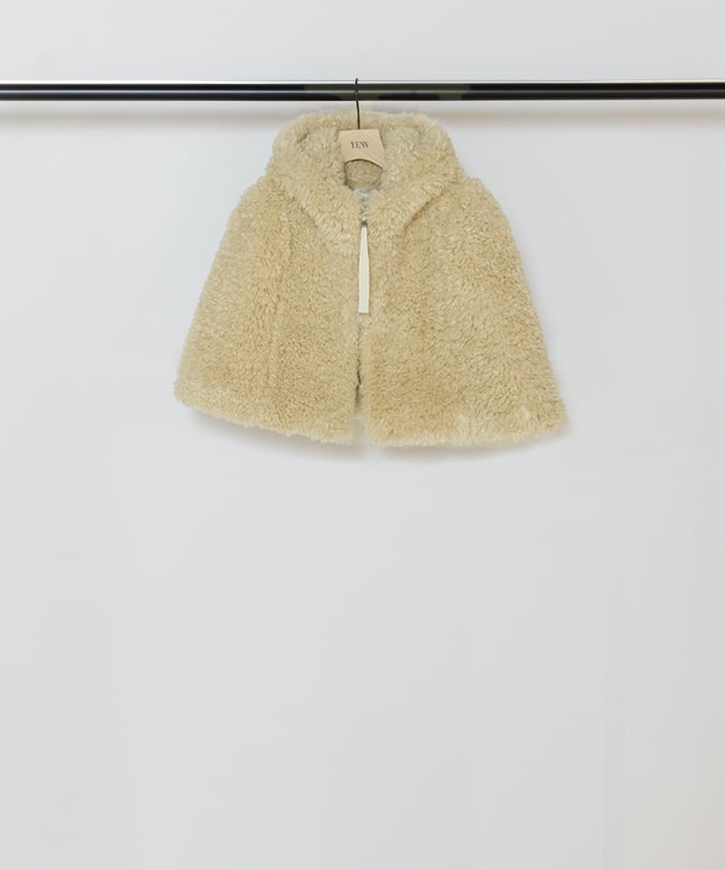 本日までyennカールファーケープCURL FUR CAPE オリーブ