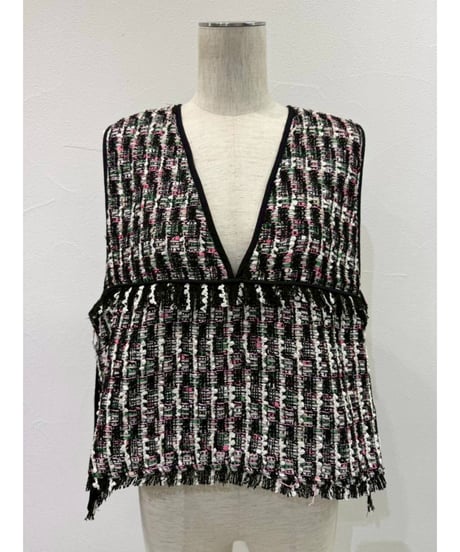 バックオーバートリムツイードベスト 610436 / CYAN tokyo