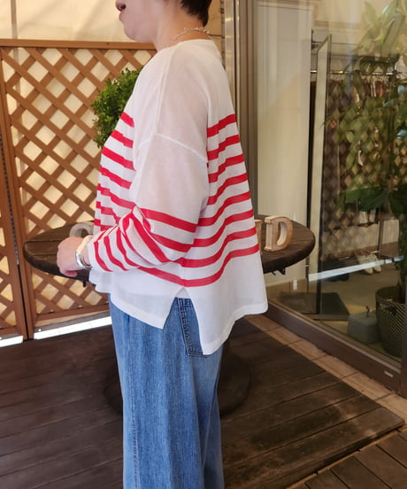 シアーロンTパネルボーダーニット　612-25069  / QTUME